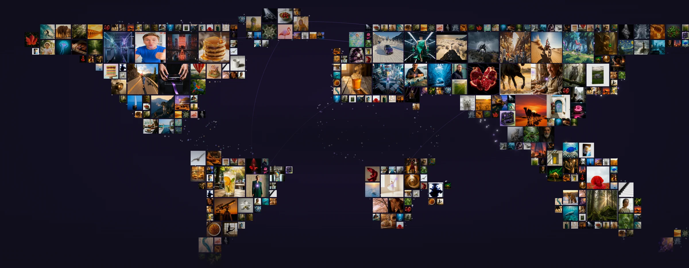 A world map built from images created with Hinexi